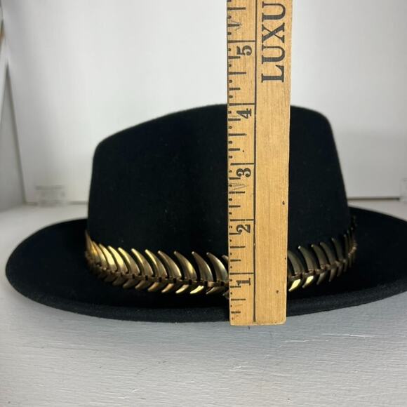 Amici Accessories Felted Wool Hat Womens Metallic Band One Size Black - Picture 9 of 9